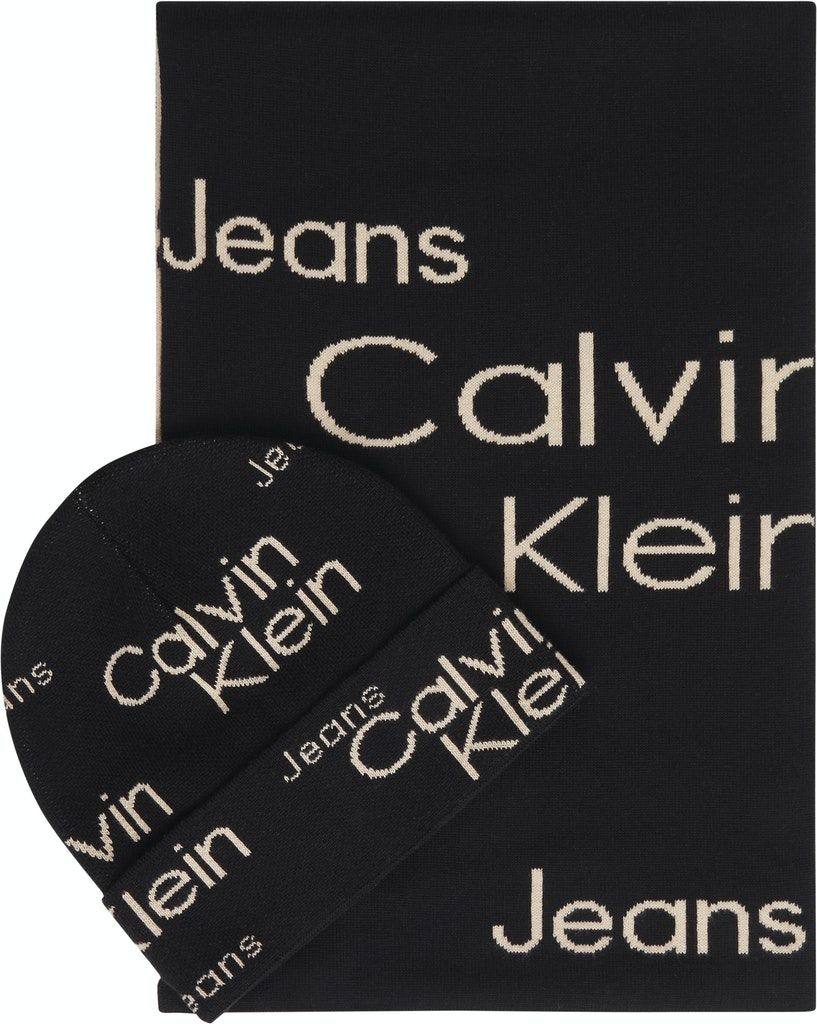 Calvin Klein Jeans Wool Blend Scarf And Beanie Set