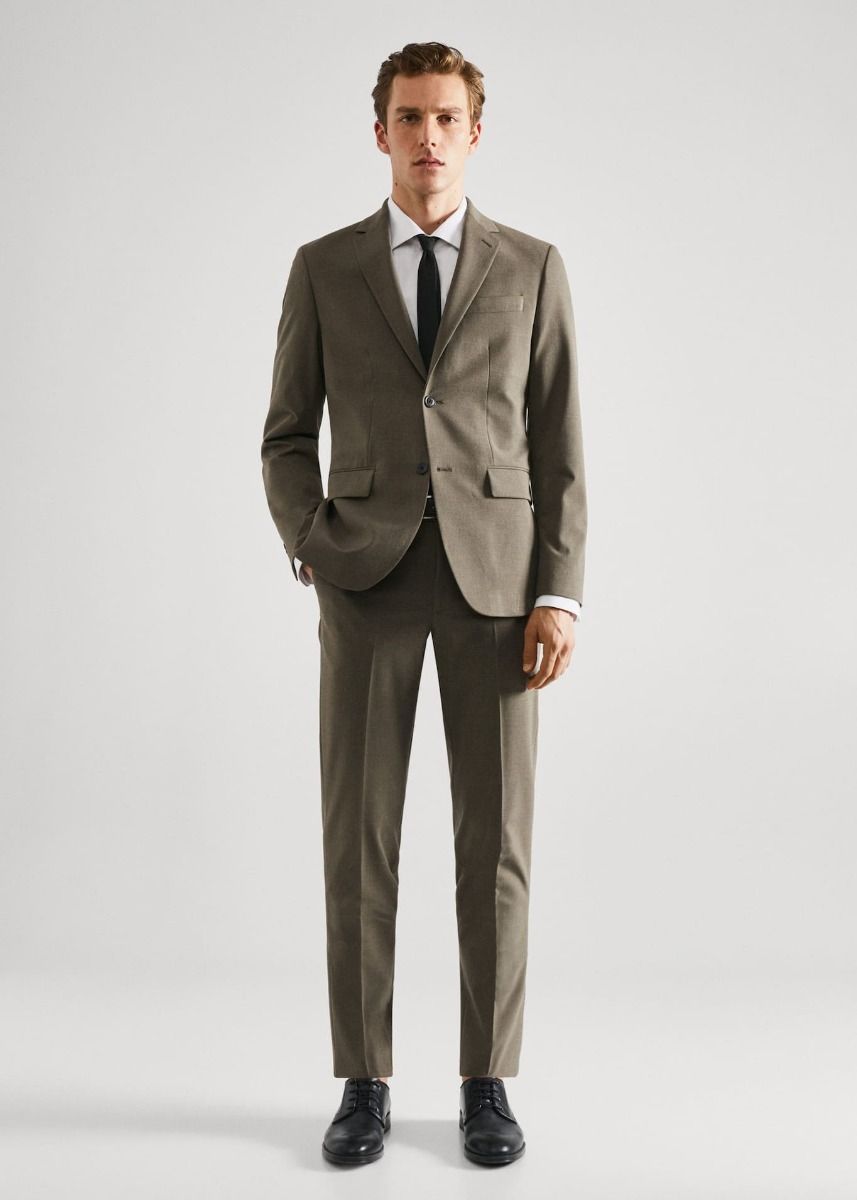 Mango Stretch Fabric Slim-Fit Suit Jacket