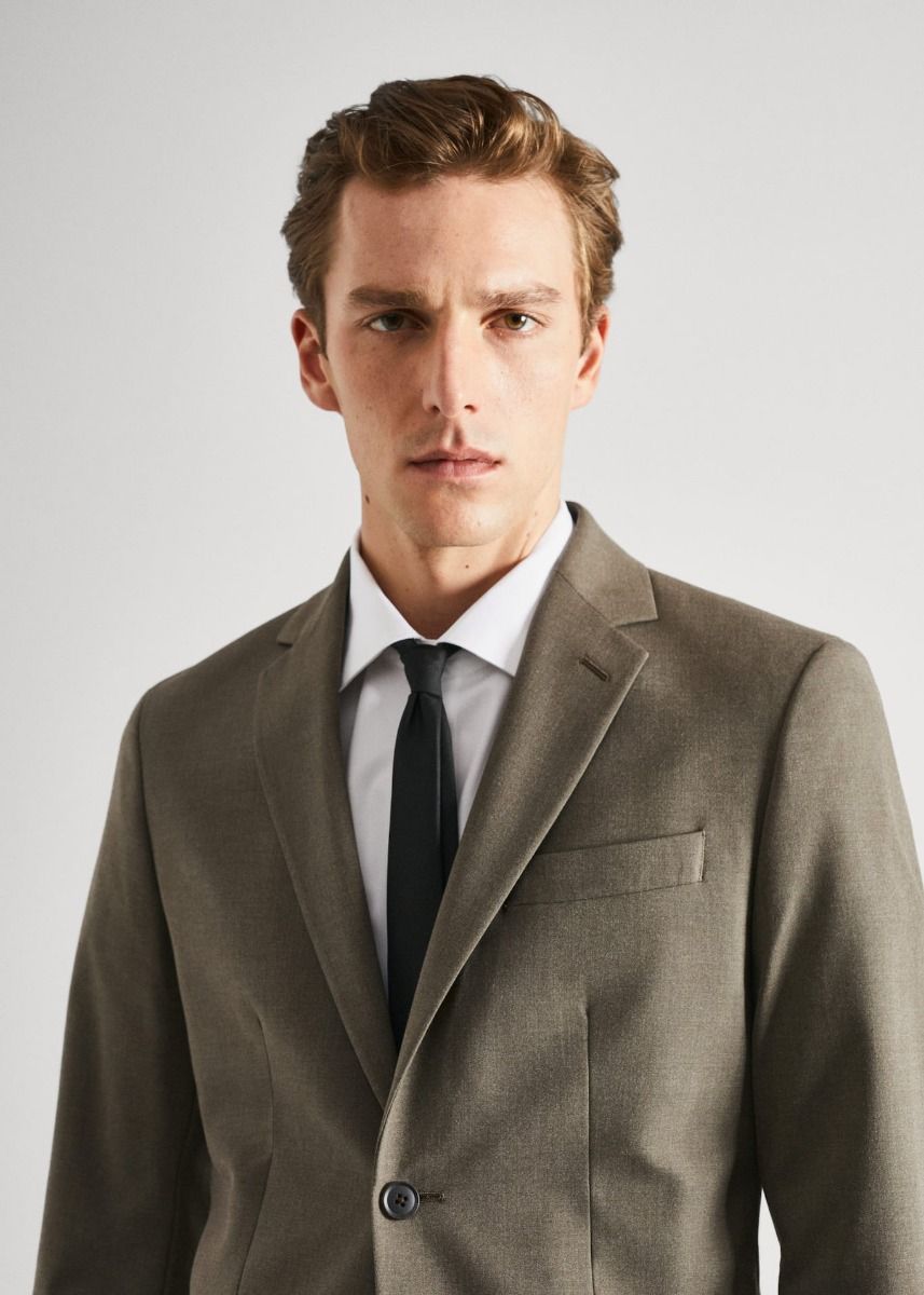 Mango Stretch Fabric Slim-Fit Suit Jacket