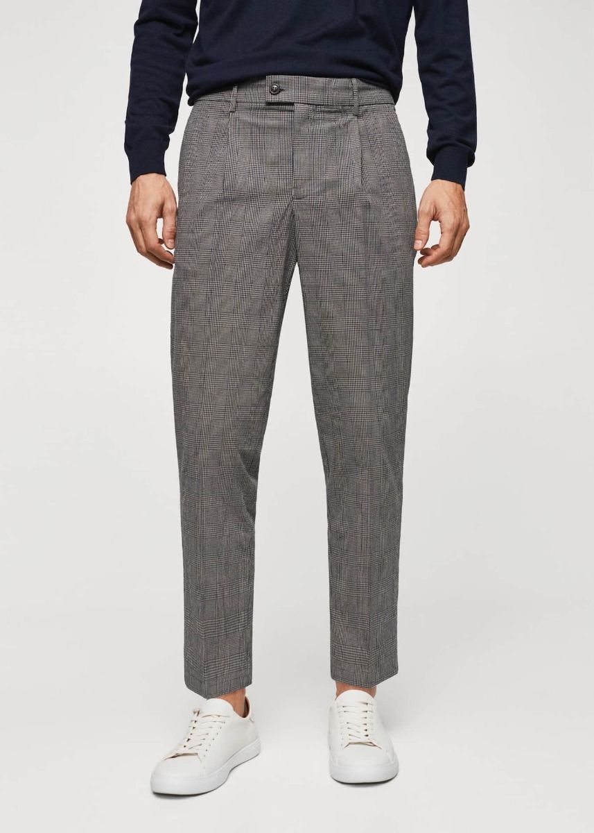Mango Check Pleated Trousers