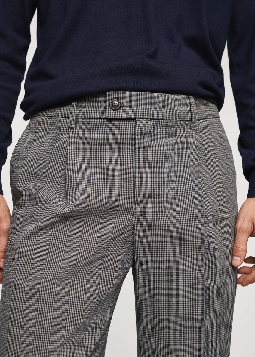 Mango Check Pleated Trousers