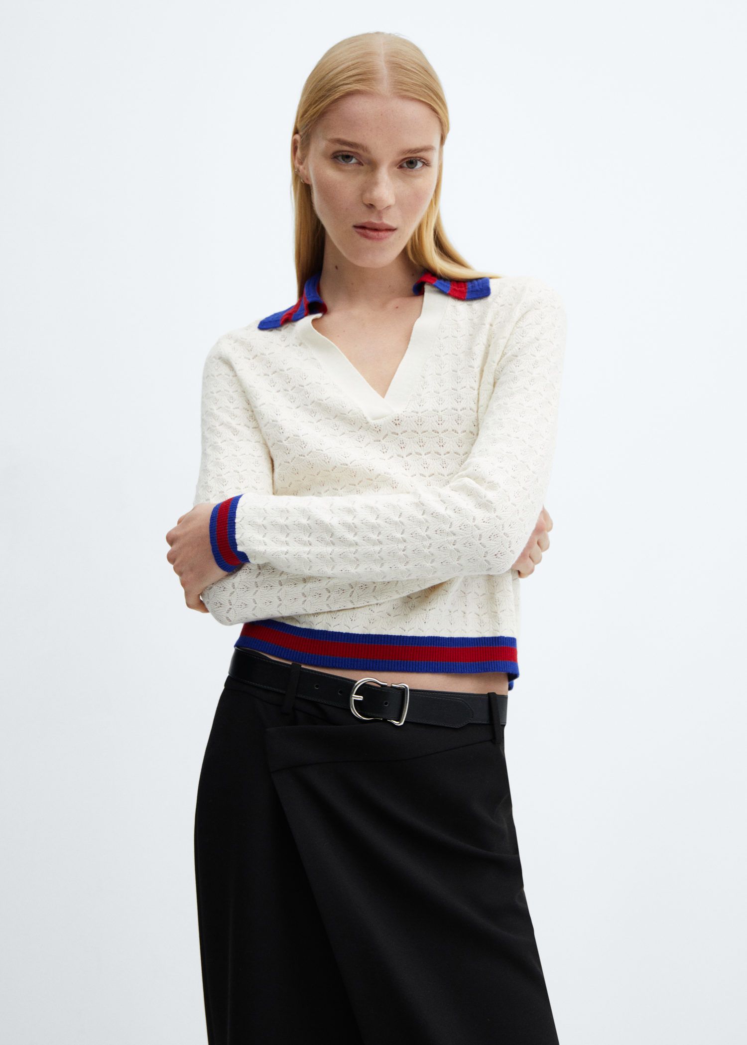 Mango Knitted Polo Sweater