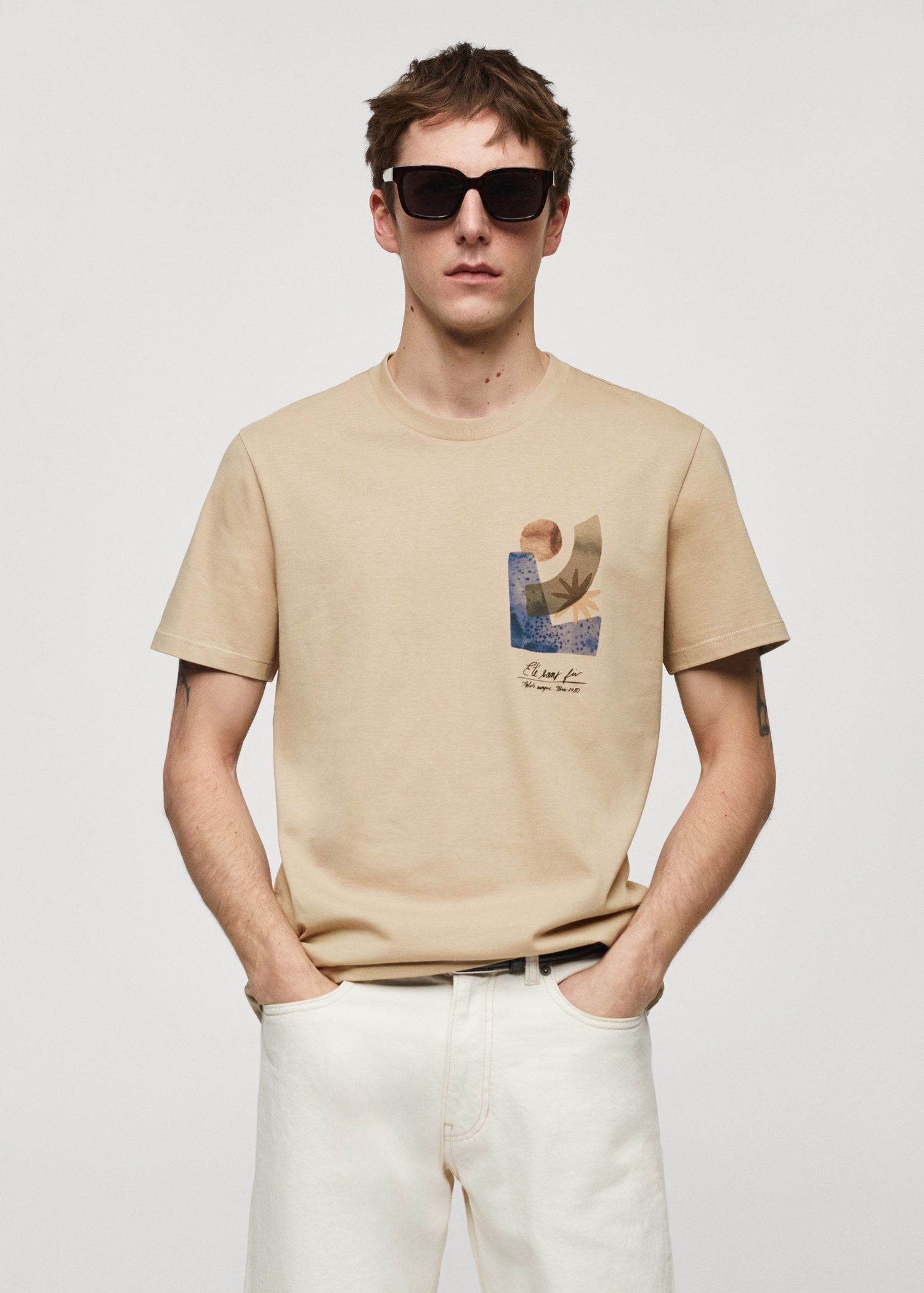 Mango Cotton Printed T-Shirt