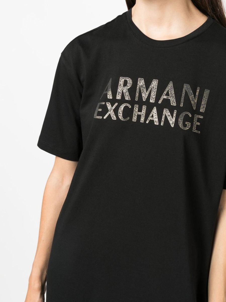 Armani Exchange T-shirt Dress With Metallic Logo