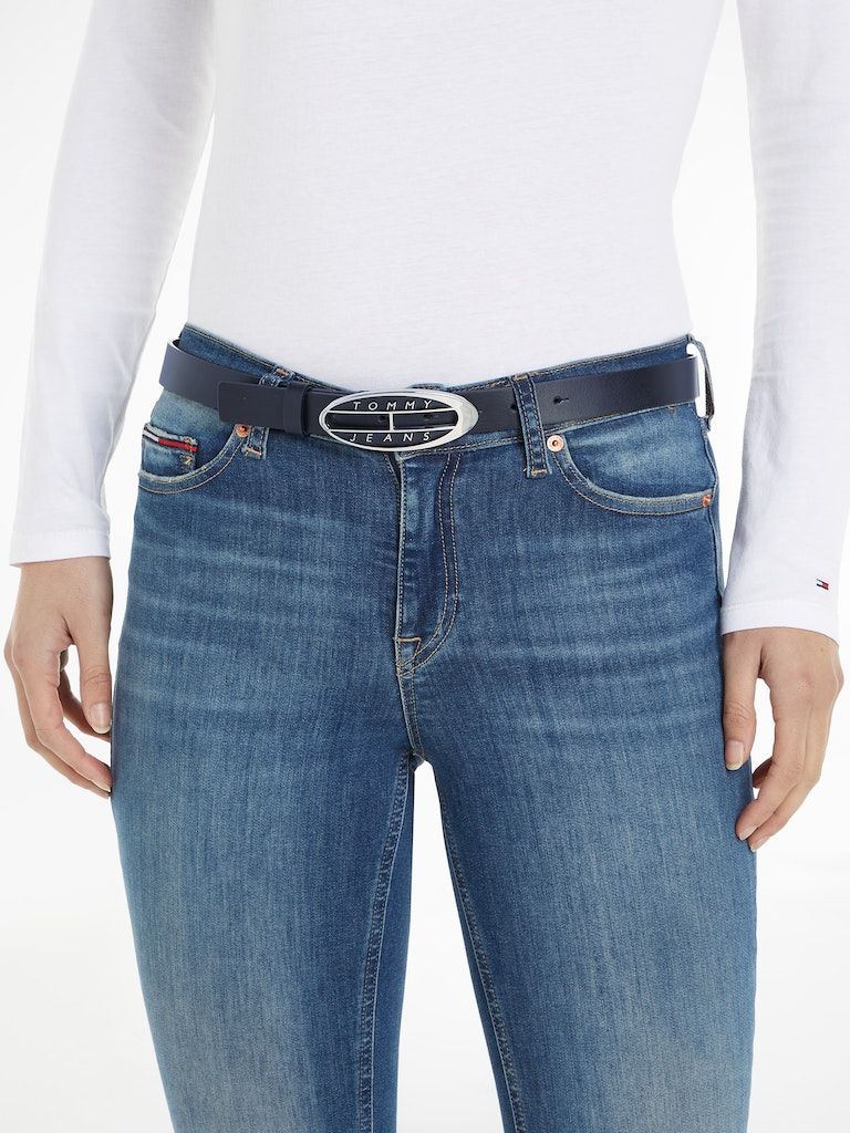 Tommy Jeans Origin Plaque Buckle Leather Belt