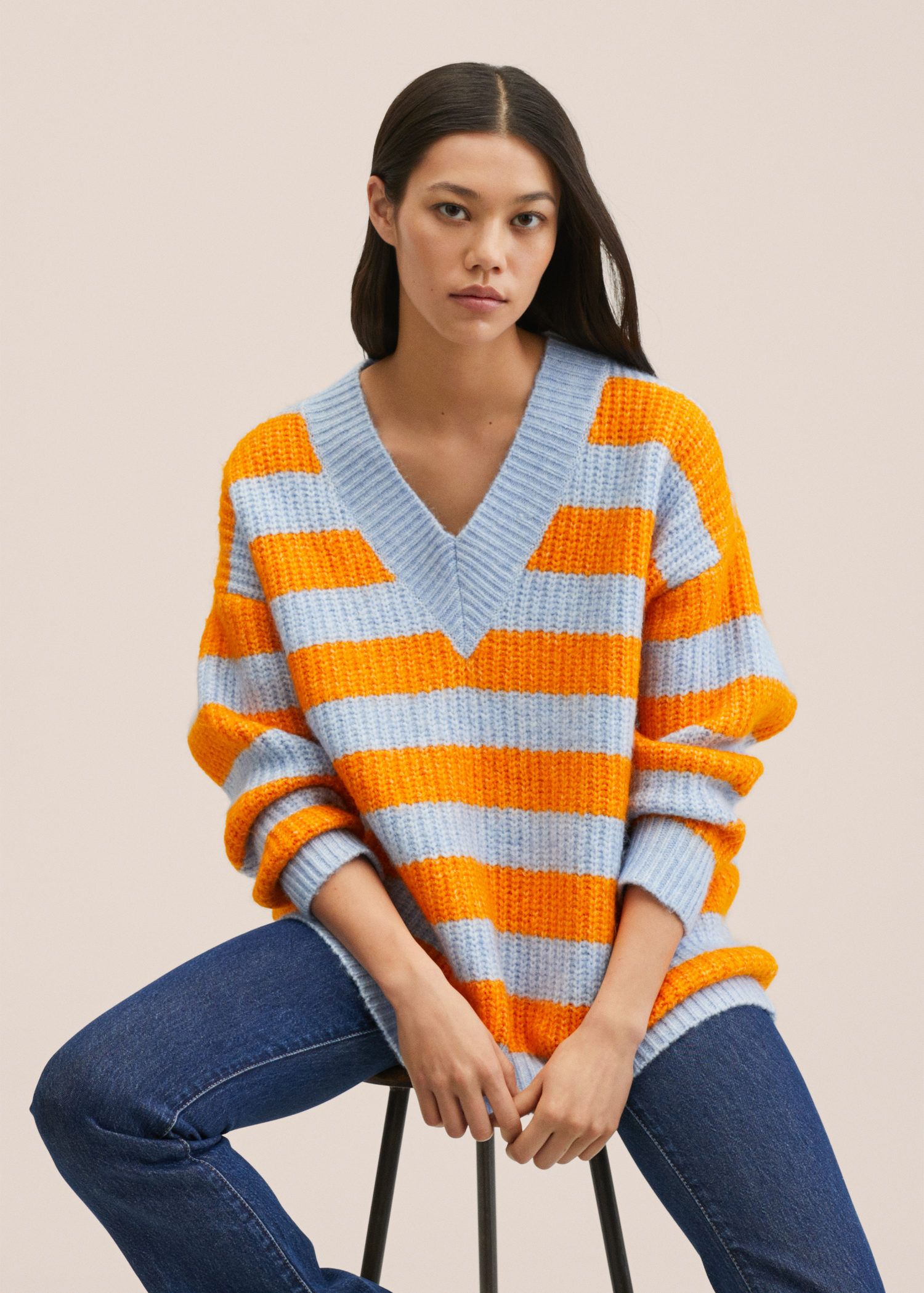 Mango Knit Striped Sweater