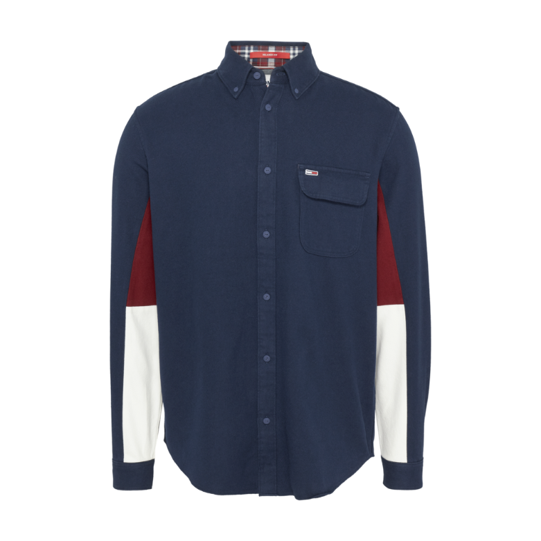 Tommy Jeans Colour-Blocked Organic Cotton Twill Shirt