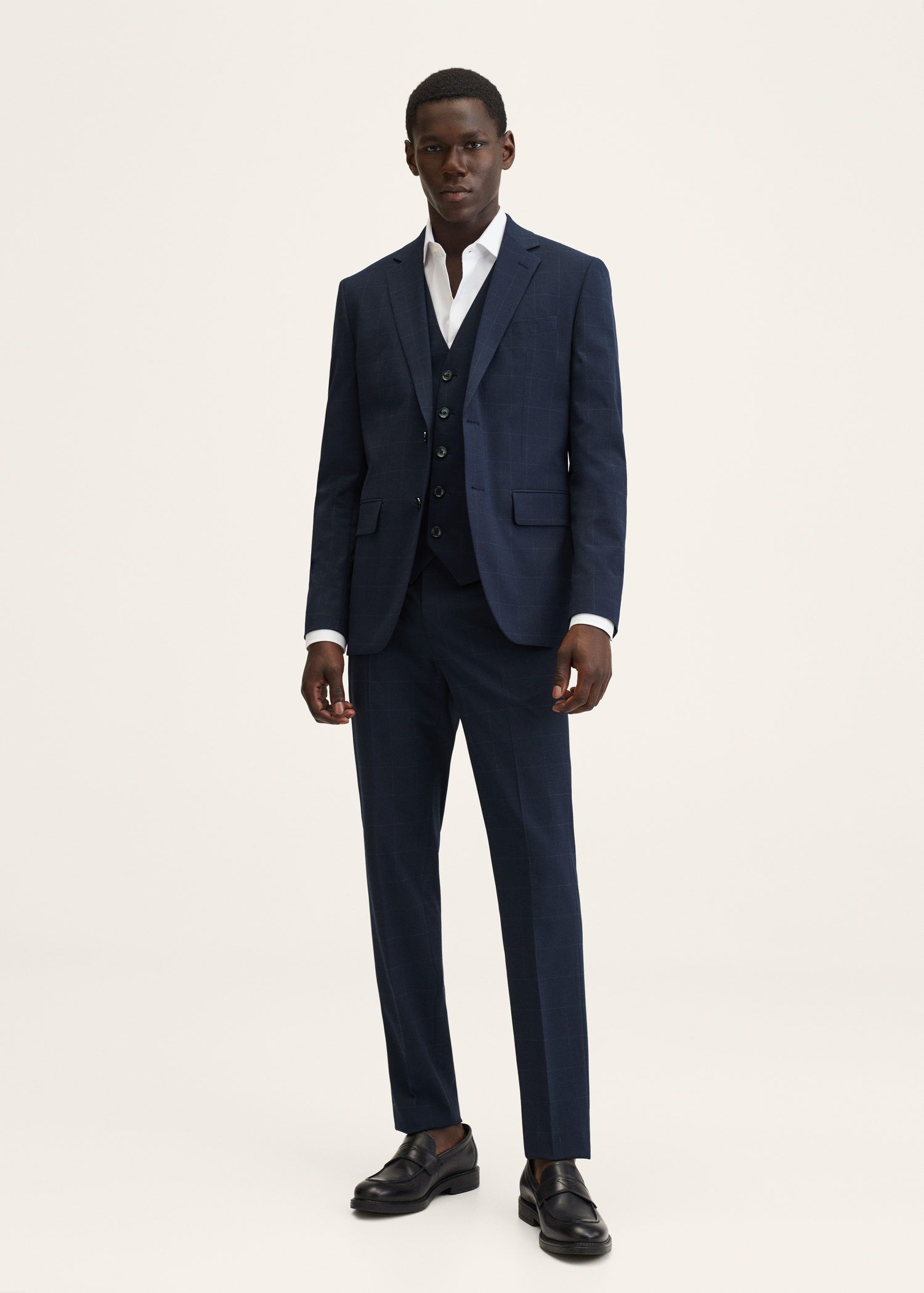 Mango Slim Fit Check Suit Blazer