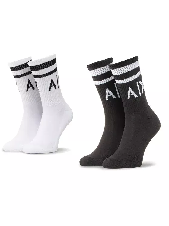 Armani Exchange 2-Pack Logo Kids Socks