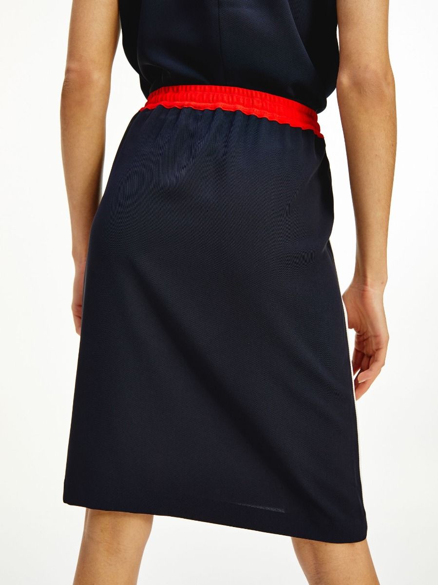 Tommy Hilfiger Side Stripe Drawstring Knee Length Skirt