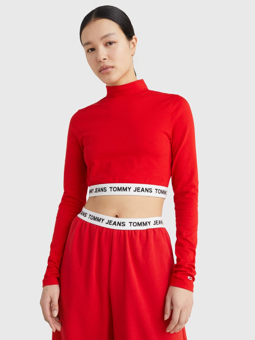 Tommy Jeans Long Sleev High Neck Crop Top