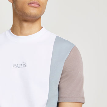 River Island Slim Paris Vert Block T-shirt