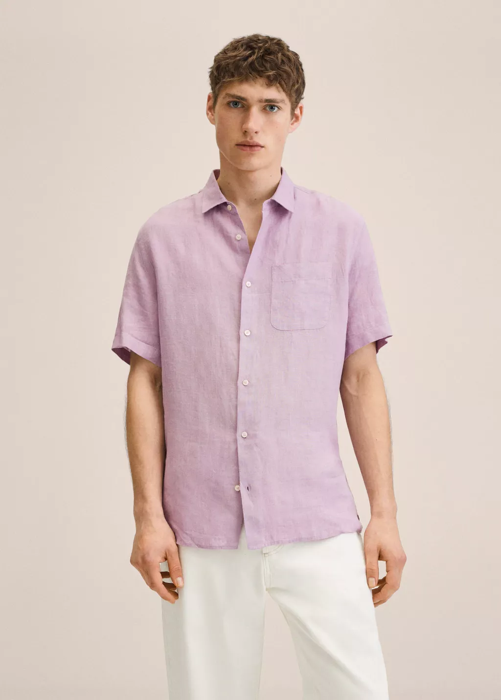 Mango Short Sleeve Linen-blend Shirt